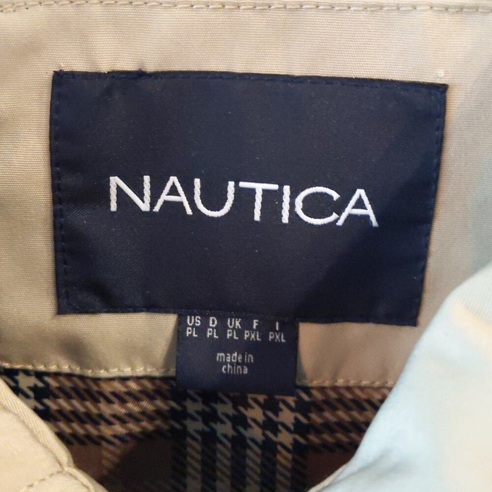 NAUTICA Women's Navy Cream Trench Coat Large Plaid Lining Classic Preppy Style - Picture 3 of 10